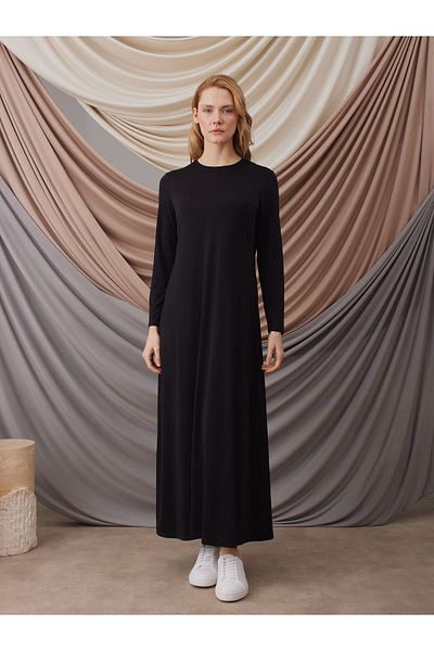 Femple Modest Black Long Sleeve Lingerie Dress - Long Sleeve Dress Layer