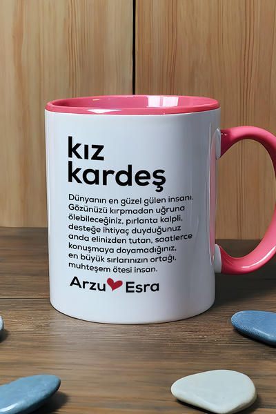 Hedizu Kişiye Özel Kız Kardeş Kupa Bardak Pembe Ablaya Arkadaşa Doğum Günü He...