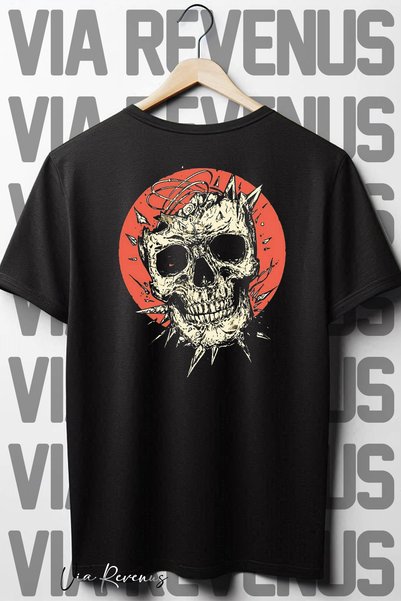 Vordevia Lubanja leđa Štampano crna Oversize kroj T-shirt
