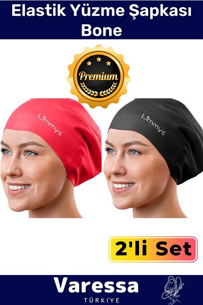 VARESSA Colorful Silicone Swimmer - Waterproof and Leak-Proof, Pool and Sea Elastic Swimming Cap Set of 2