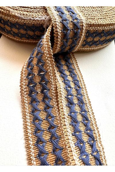 ODDA TASARIM ATÖLYESİ Wicker Decorative Strip - Blue Rope Detailed