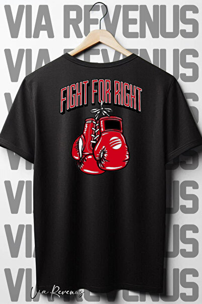 Vordevia Crna Oversize kroj T-shirt - Borba za desni leđa Štampano