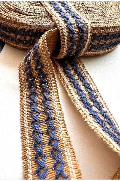 ODDA TASARIM ATÖLYESİ Wicker Decorative Strip - Blue Rope Detailed