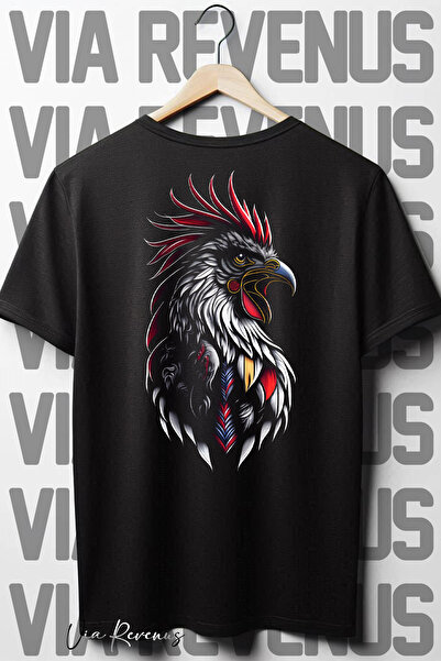 Vordevia Crni Oversize kroj Petao Štampano T-shirt