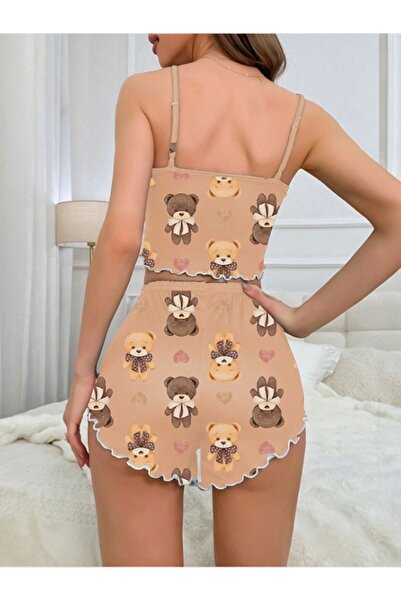 Cesur CoffeeWithMilkBear4 Γυναικείο Σετ σορτς με λουράκι