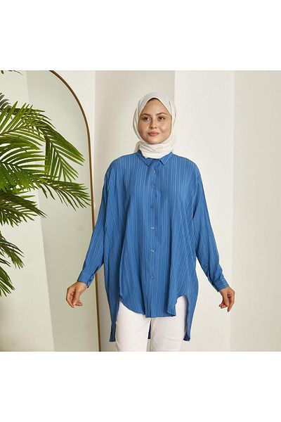Smymoda Cămașă cu mânecă lungă, cu croiala relaxată, pentru femei - față scurtă, spate lung