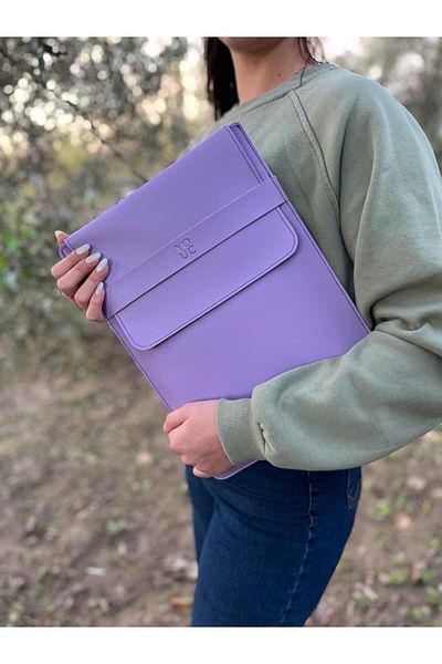 YOUC Design حقيبة كمبيوتر محمول MacBook Pro Air مقاومة للماء مقاس 13 بوصة و14 بوصة و15 بوصة من الجلد الصناعي النباتي