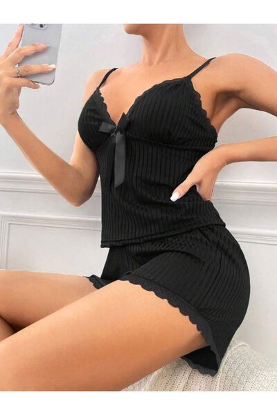 AURA Γυναικείο Σετ σορτς με λουράκι BlackAurora