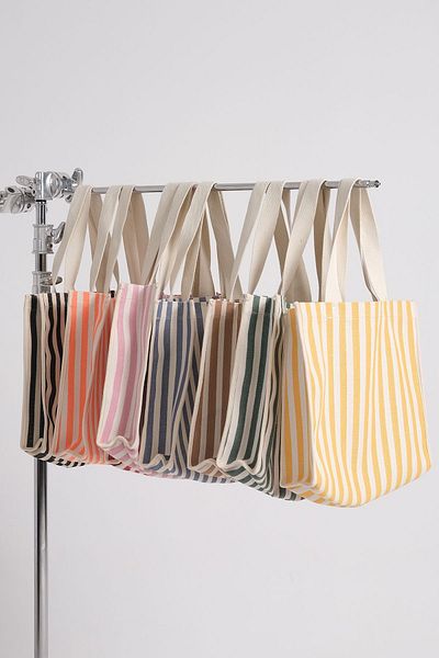 Çantacımstore Γυναικεία ριγέ τσάντα υφασμάτινο καμβά ύφασμα μπλε