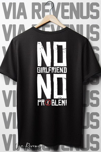 Vordevia Crna Oversize kroj T-shirt - Nema devojke, nema problema Nazad Štampano