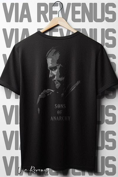 Vordevia Tricou negru supradimensionat Sons of Anarchy - imprimat pe spate