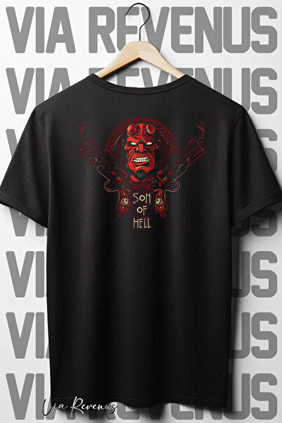 Vordevia Crna Oversize kroj T-shirt - Ruksak Sin Pakla Štampano