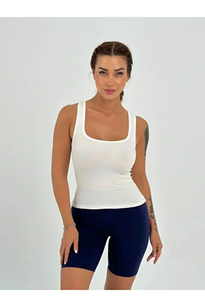 Maison La Femme White Camisole Fabric Wide Strap Crop Blouse