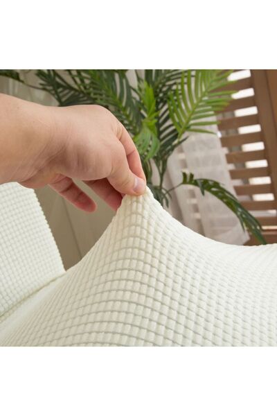 ÖZMAKAN Sandalye Kılıfı, Sandalye Örtüsü, Lastikli Likralı Yıkanabilir 1 Adet Krem Renk