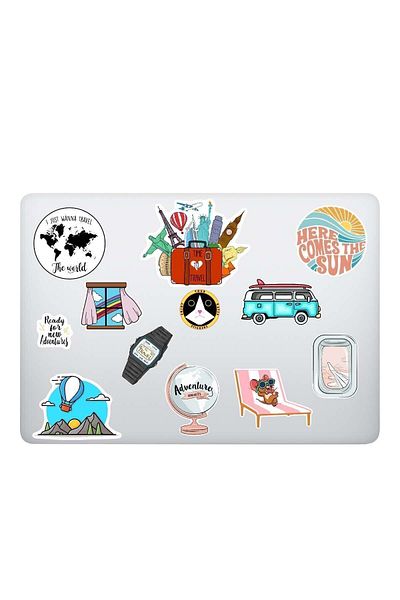 Katze Stickers Σετ αυτοκόλλητων tablet για φορητό υπολογιστή με θέμα τα ταξίδια (11 τεμάχια)