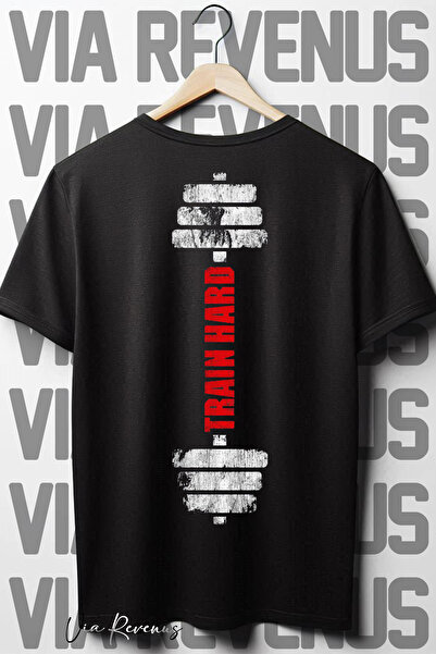 Vordevia Train Hard GYM - Tricou oversize negru cu imprimeu pe spate