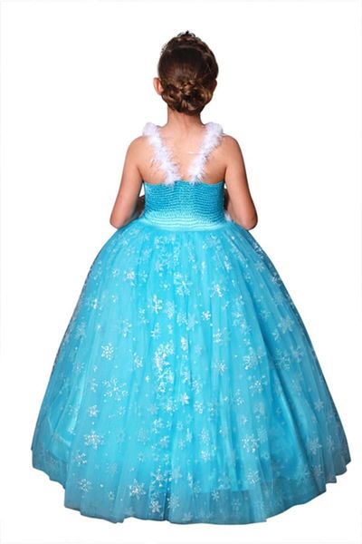 BUTİKHAPPYKİDS Costum Elsa cu bretele prințesă pentru fetiță, cu coroană, mănuși de păr, cadou 1-12 ani