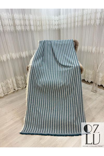 Özlü Home Husa de scaun cu model în zig-zag din bumbac albastru denim de nouă generație