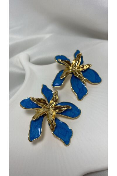 QUATTRO ACCESSORİO Tasarım Renkli Yazlık Küpe Kaliteli Pirinç Materyal Renkli Çiçek Küpe