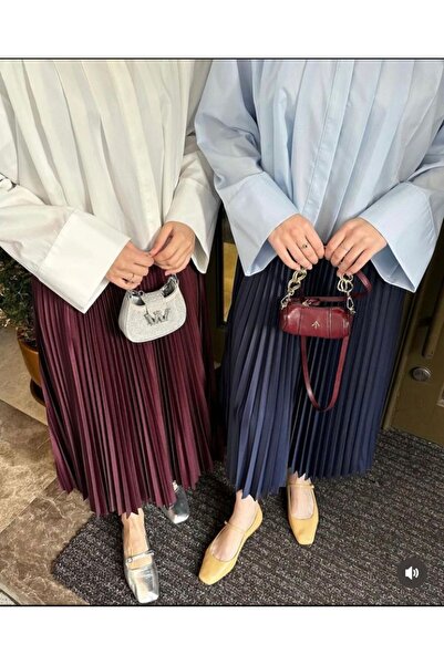 Bd HENZA MODEL PİLELİ BORDO ETEK