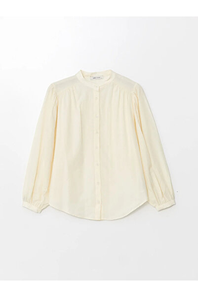 LC Waikiki LCW Vision Oversize Women's Blouse - High Collar, Solid Long Sleeve