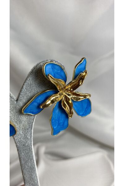 QUATTRO ACCESSORİO Tasarım Renkli Yazlık Küpe Kaliteli Pirinç Materyal Renkli Çiçek Küpe