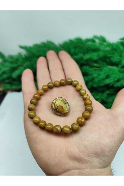 DOĞAL TAŞ CENNETİ WOOD JASPER NATURAL STONE 8MM BRACELET CERTIFIED STONE