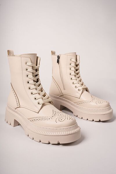 Riccon Calaerel Γυναικεία Μποτάκια 00121404 Μπεζ Δερμάτινα