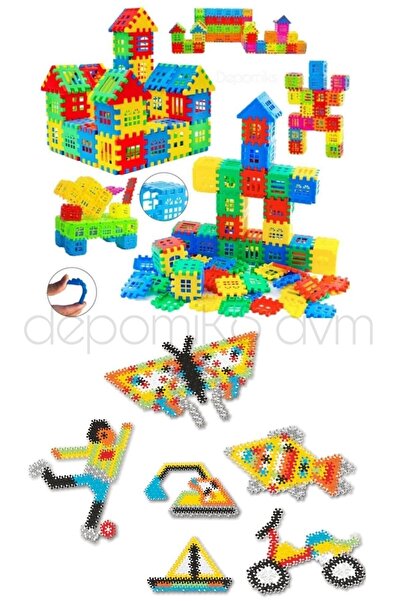 Depomiks Avm لعبة ألغاز ثلاثية الأبعاد بتصميم مكعبات بناء 250 قطعة + 128 قطعة مجموعة تعليمية للمدينة