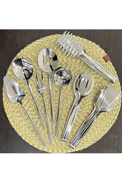 EMİNMUTFAK 8 Pieces - 5-Piece Sauce Serving, 3-Piece Tongs Set, Small Size