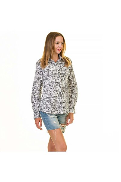 Exve Exclusive Біла чорна сорочка з візерунком листя для жінок