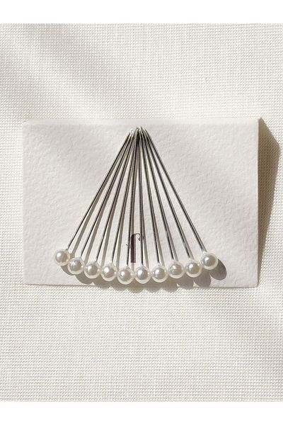 Femple Modest White Shawl Needle - 10 Pieces No-Snag Hijab Needles