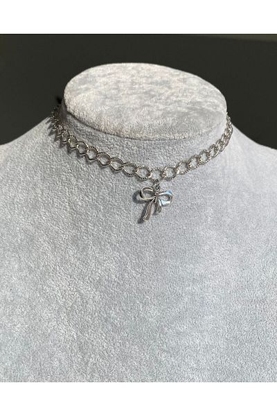 Pinky Lady Coquette Aesthetic Choker - Bow Necklace