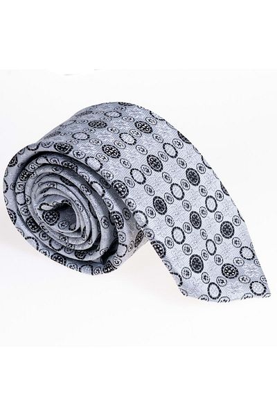 Exve Exclusive Gray Black Geometric Shaped Handcrafted Tie Handkerchief Set