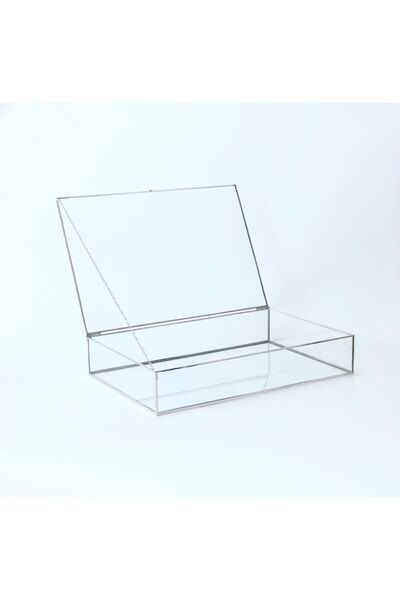vitrayverteks Gümüş Kapaklı Cam Takı Kutusu Çikolata Kutusu