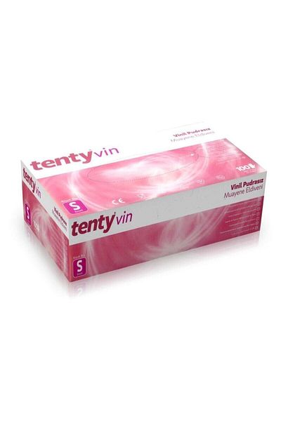 Tenty Vin Vinyl 100pcs Powder-Free Exam Gloves S Small Size8699936692018