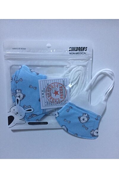 FASHION Erkek Çocuk Maskesi Kids 4-12 Yaş 3 Katlı Mavi 5'li 1 Paket