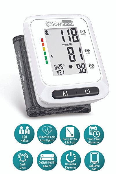 Kiwi Med Bilekten Ölçer Dijital Tansiyon Aleti , Nabız Ölçer , 2 X 120 Ölçüm ...