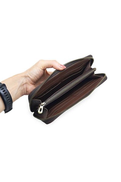 yedideri C17 Yd Genuine Leather Unisex Zippered Long Phone Wallet
