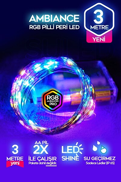 SULED 3 Metre Pilli Rgb Peri Led Ince Tel Dekoratif Lambası Renkli Dekor Perde Ledli Bahçe Oda Kafe Duvar
