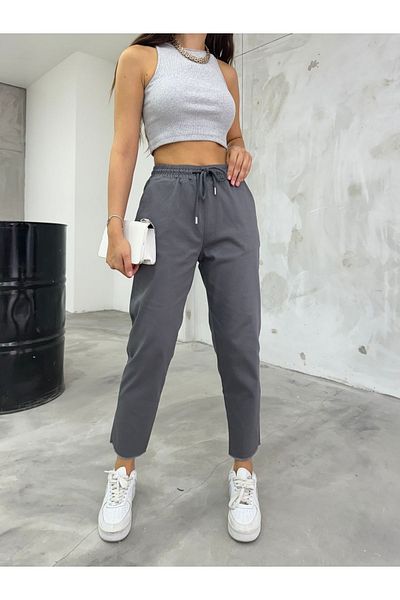 BİKELİFE Hoch taillierte Damenhose aus Leinen-Baumwoll-Mischgewebe mit Taschen