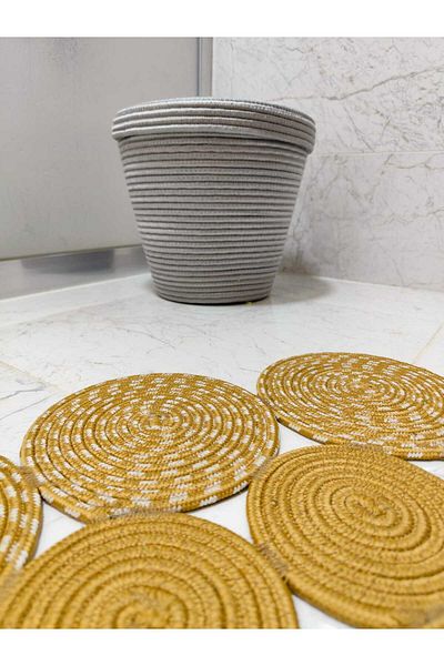 ModaCardin Natural and Natural Jute and Straw Trash Can - Modern Bucket for Kitchen and Bathroom