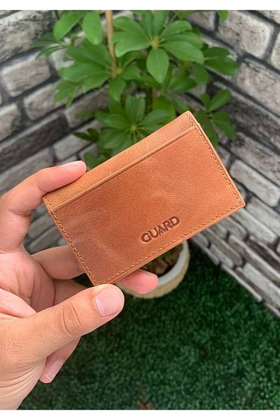 GUARD Tan Leather Antique Card Holder