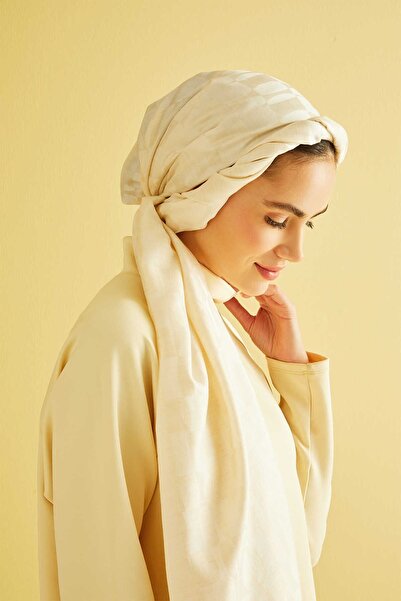 Imannoor Κυψελοειδής Μονόγραμμα Μεταξωτό Κασμίρ Λευκό Σάλι