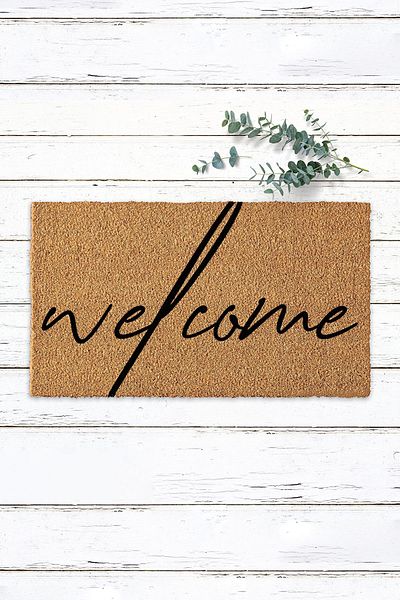 Paspas Yap Handwritten Welcome Designed Full Size Mat Koko Mat Door Front Mat Door Mat Printed Mat