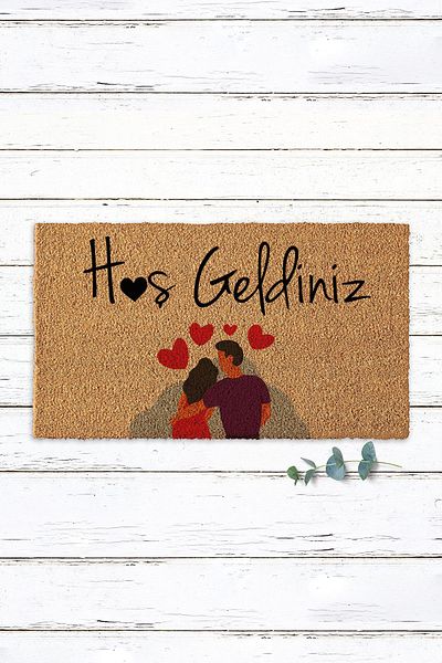 Paspas Yap Heart Hugging Double Figured Koko Mat Door Front Mat PVC Base Exterior Door Mat