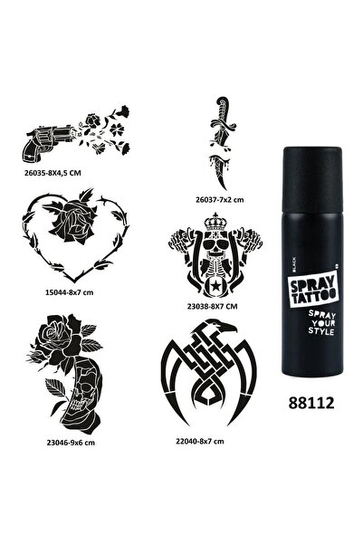 Airbrush Tattoo Savaş ve Çiçek Spray Tattoo Geçici Dövme Yapma Seti Sprey Döv...