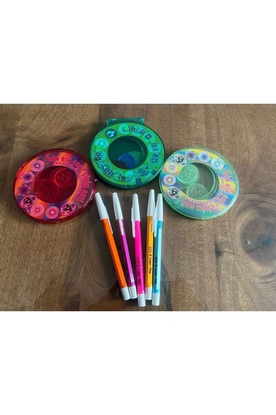 Airbrush Tattoo Kalem Hediyeli 3D Spirograph Desen Çizim Cetveli 5 kalem 3 Ürün