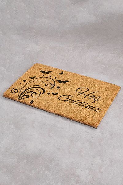 Paspas Yap Butterfly And Floral Outdoor Door Mat Koko Mat Bristle Mat Apartment Mat Entrance Mat