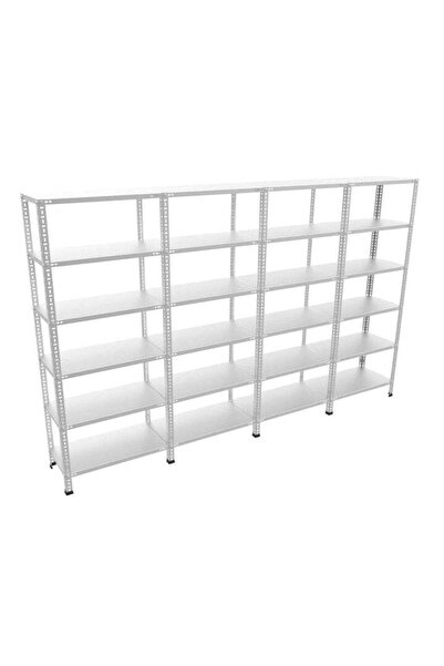 Rafistan 5 Katlı 4’lü Bitişik Galvaniz Çelik Raf. Depo, Dosya Raf 43x240x250 Cm